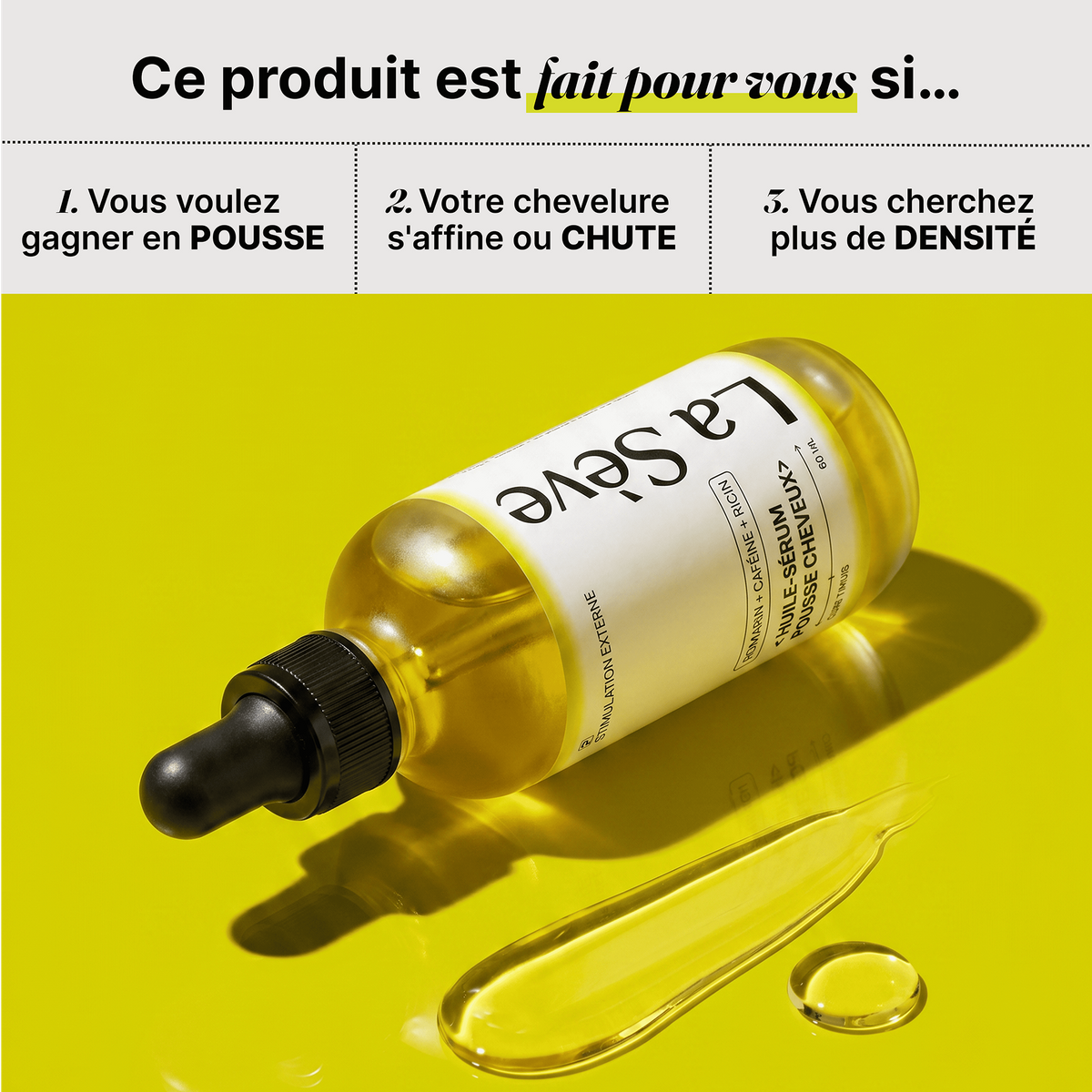 Huile-Sérum Pousse Cheveux — Romarin + Caféine + Ricin